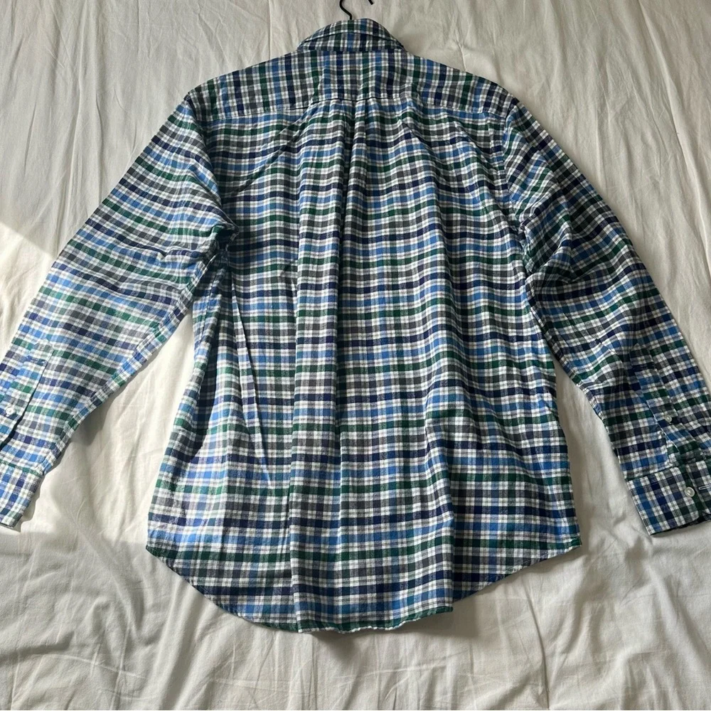 Vineyard Vines Blue and Green Checkered Slim Fit Whale Shirt